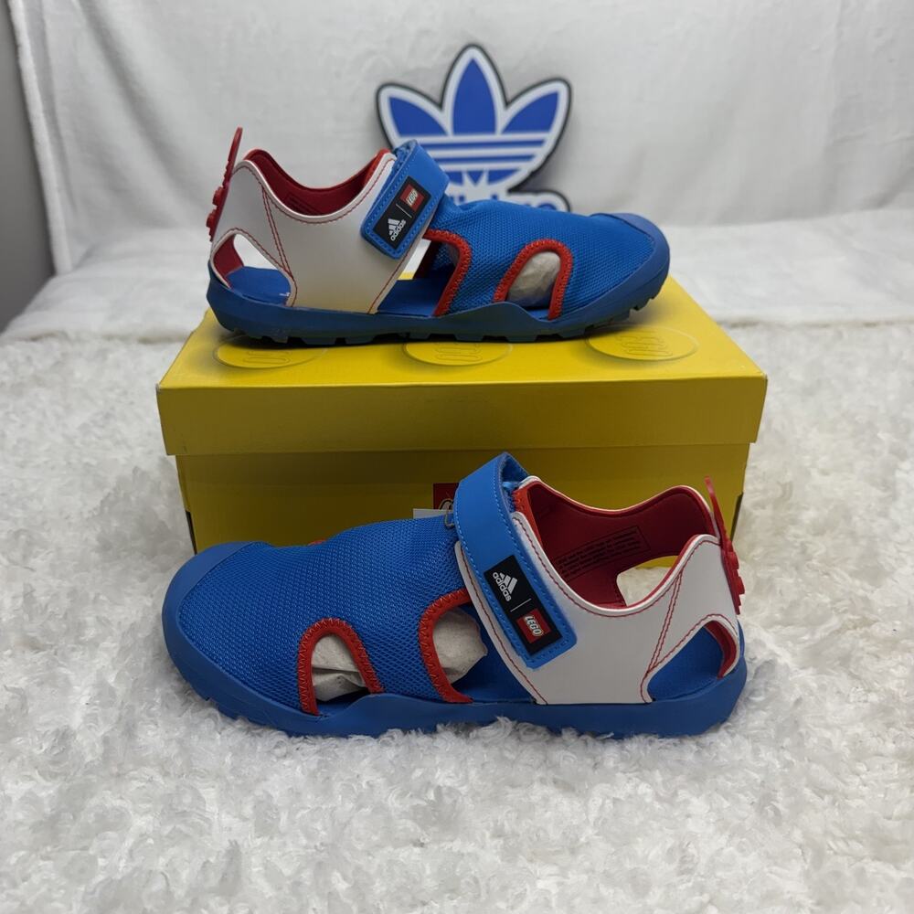LEGO x adidas Captain Toey J 'Bright‎ Blue Red' Size 6 GY5090 Sandals Boys New
